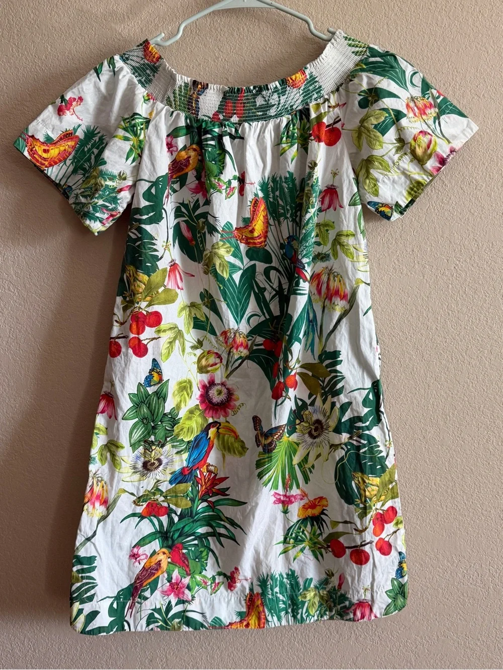 J.Crew Tropical Botanical Off-the-Shoulder Dress Size 6